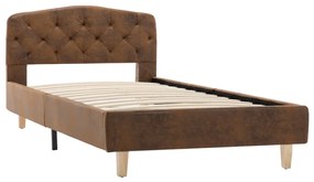 Estrutura de cama 90x200 cm camurça artificial castanho