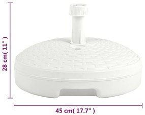 Base de guarda-sol c/ areia/água 20 L plástico vime branco