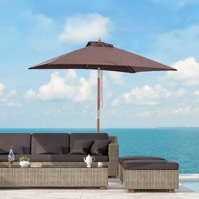 Chapéu de Sol de Jardim 200x150x230 cm Chapéu de Sol Retangular Inclinável com Polia Duplo Teto Castanho