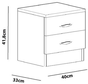 Mesa de Cabeceira com 2 Gavetas "Sine" – Branco - 40x33x41.8 cm – Desi