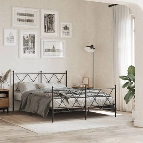 Estrutura de cama com cabeceira e pés 140x200 cm metal preto