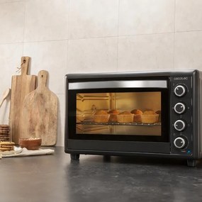 Mini-Forno com capacidade de 60 litros Bake&amp;Toast 6090 Black Gyro, 12 funções combináveis, alta potência de 2200 W e espeto rotativo Preto