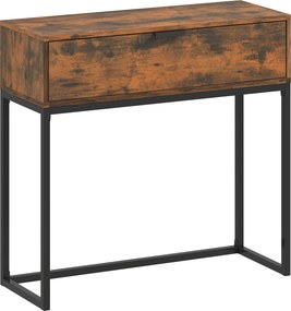 HOMCOM Mesa de consola Aparador com gaveta, design industrial, hall e sala de estar, 80x30x76 cm, Preto | Aosom Portugal