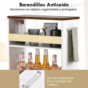 Carrinho de armazenamento com 4 níveis, rodas, prateleiras abertas e pega 47,5 x 20 x 80,5 cm Branco