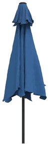 Guarda-sol exterior c/ poste metal 300 cm azul-ciano