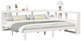 Cama com estante sem colchão 180x200 cm pinho maciço branco