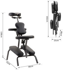 HomCom Cadeira de Massagem Dobrável Portátil para Fisioterapia Reabilitação Tatuagem Cadeira de Tratamento Ajustável