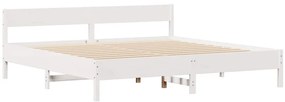 Cama sem colchão 200x200 cm madeira de pinho maciça branco