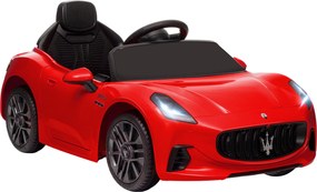 Carro Elétrico para Crianças Maserati Gran Turismo Folgore 12V Controlo Remoto Faróis Buzina e Música MP3 98x59x43 cm Vermelho