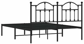 Estrutura de cama em metal com cabeceira 150x200 cm preto