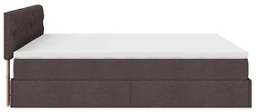 Cama Otomana com colchão&amp;LEDs 180x200cm tecido castanho-escuro