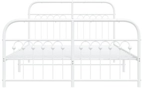 Estrutura de cama com cabeceira e pés 140x190 cm metal branco
