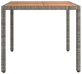 Mesa de jardim c/ tampo de madeira vime PE/acácia maciça cinza