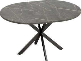 HOMCOM Mesa de jantar extensível oval para 4 a 6 pessoas, mesa de cozinha com extensão 100-135 cm, efeito mármore preto | Aosom Portugal