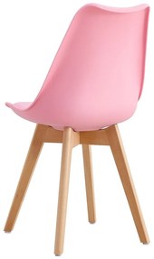 Conjunto 4 Cadeiras de Cozinha e Sala de Jantar  TORRE 4P (SU), madeira, polipropileno e assento rosa