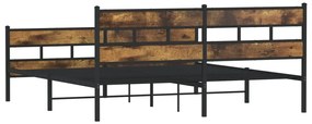 Estrutura de cama sem colchão 180x200cm metal carvalho fumado