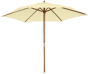 Chapéu de Sol Ø250x225cm Chapéu de Sol com Mastro de Madeira com 6 Has