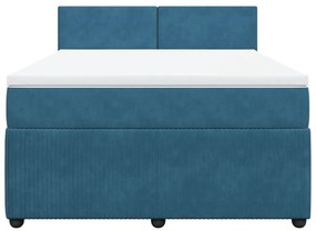 Cama boxspring com colchão 140x190 cm veludo azul
