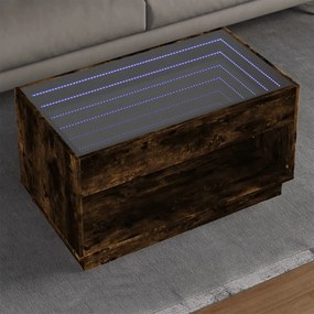 Mesa de centro luzes LED Infinity 90x50x50 cm carvalho fumado
