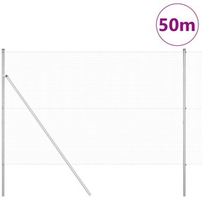Cerca de Arame Soldado com 13 Postes 1.5x50 m de Aço Galvanizado