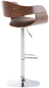 Banco de bar Kingston em tecido e com estrutura cromada 50 x 88-102 x 48 cm Castanho + Cor Nogueira