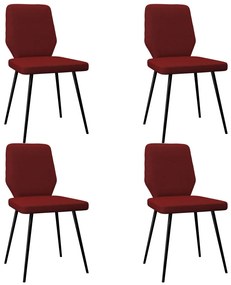 vidaXL Cadeiras de jantar 4 pcs tecido vermelho tinto