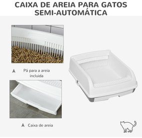 PawHut Caixa de Areia para Gatos Caixa de Areia Aberta Semi-Automática