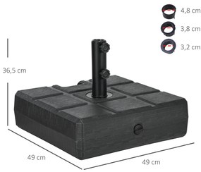 Base de Chapéu de Sol Retangular Suporte para Chapéu de Sol Preenchíve