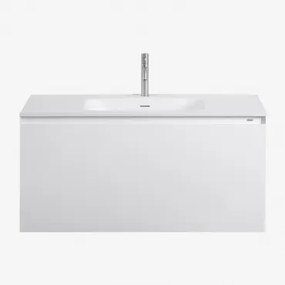 Conjunto De Móvel De Casa De Banho Suspenso Em Madeira Com Lavatório Integrado Macrae Branco & Sem Espelho & Cinzento Escovado ?20 Cm - Sklum