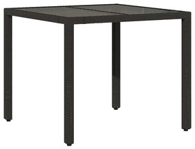 3 pcs conjunto bistrô de jardim c/ almofadões vime PE preto