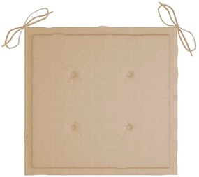 Cadeiras de jardim c/ almofadões beges 8 pcs teca maciça