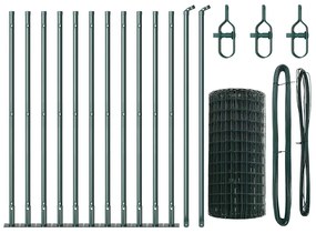 Cerca Euro com 13 postes flangeados, 0,4 x 25m em aço galvanizado