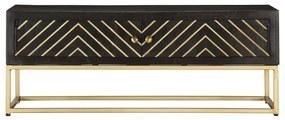 Mesa de centro 90x50x35 cm mangueira maciça preto e dourado