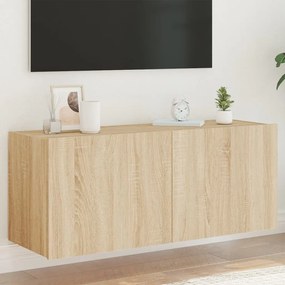 vidaXL Móvel de parede p/ TV c/ luzes LED 100x35x41 cm carvalho sonoma