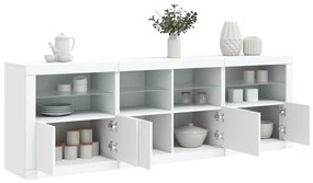 Aparador com luzes LED 202x37x67 cm branco