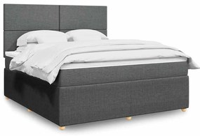 vidaXL Cama com molas/colchão 180x200 cm tecido cinzento-escuro
