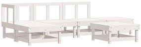 6pcs conjunto lounge jardim c/ almofadões madeira maciça branco
