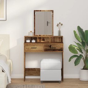 Mesa de Maquiagem vidaXL com Gavetas em Madeira Antiga 79x41x140 cm