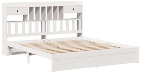Cama com estante sem colchão 180x200 cm pinho maciço branco