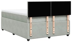 Cama com molas/colchão 140x190 cm veludo cinzento-claro