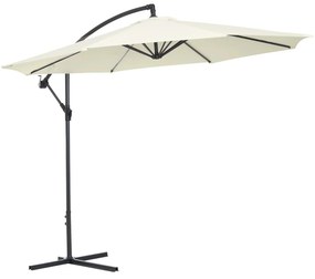 Outsunny Chapéu de Sol de Jardim Ø300x260cm Chapéu de Sol Excêntrico Inclinável com Manivela Base Cruzada e Suporte de Metal 8 Hastes para Terraço Exterior Balcão Creme