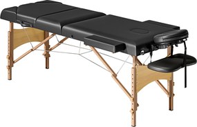 Marquesa de Massagem Dobrável Portátil com Altura Ajustável Apoio de Cabeça Apoios de Braço Acolchoados 215x60x64-89 cm Preto