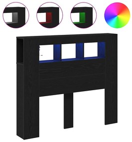 Cabeceira Armazenagem vidaXL com Luzes LED Carvalho Preto 120x18,5x103