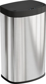 Caixote do lixo automático para cozinha de 55 L em aço inoxidável, com tampa de fecho suave, 38 x 28,5 x 69 cm, prateado