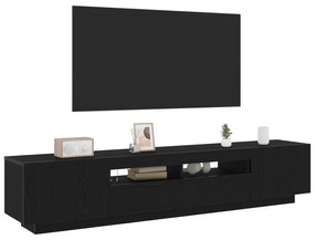 Cabide de TV vidaXL com Luzes LED em Carvalho Preto 200x35x40 cm em Ma