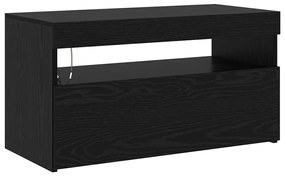 Armários para TV vidaXL 2 pcs com Luzes LED Carvalho Preto Madeira Eng