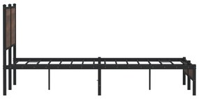 Estrutura cama sem colchão 150x200cm metal carvalho castanho