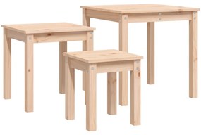 Mesas de encastrar 3 pcs madeira de pinho maciça