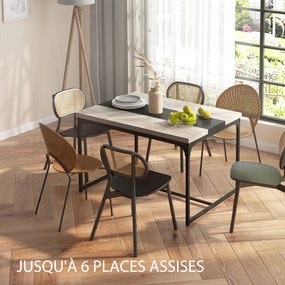 Mesa de jantar para 6 pessoas 120 x 89 x 75,5 cm (CADEIRAS NÃO INCLUIDAS), estilo industrial em metal preto e cor madeira