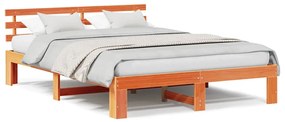 Estrutura de Cama de Madeira de Pinho Castanho Encerado